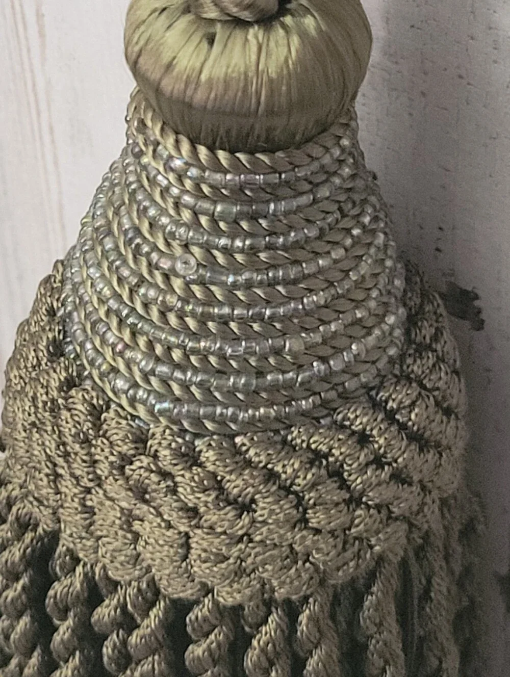 Set of 7 Window Curtain Drapery Cord Rope Tassel Twist Tie Back Large Dark Green